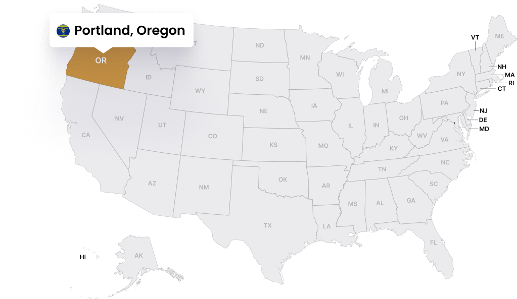 Map showing Portland, Oregon